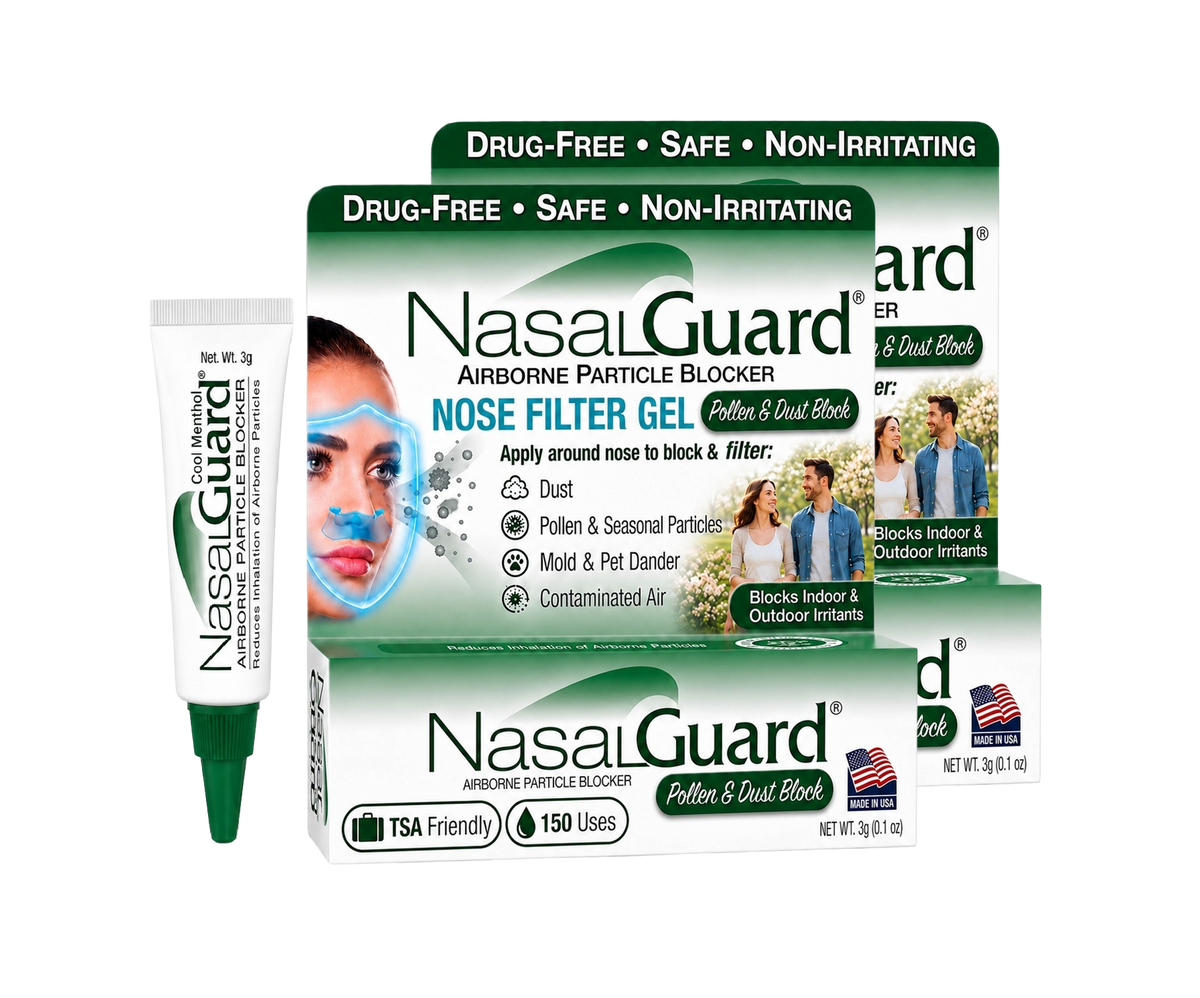 NasalGuard® Airborne Particle Blocker Pollen & Dust Block | Cool Menthol | 3g Tube | Pack of 2