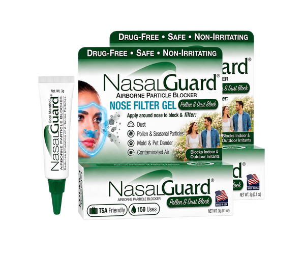 NasalGuard® Airborne Particle Blocker Pollen & Dust Block | Cool Menthol | 3g Tube | Pack of 2