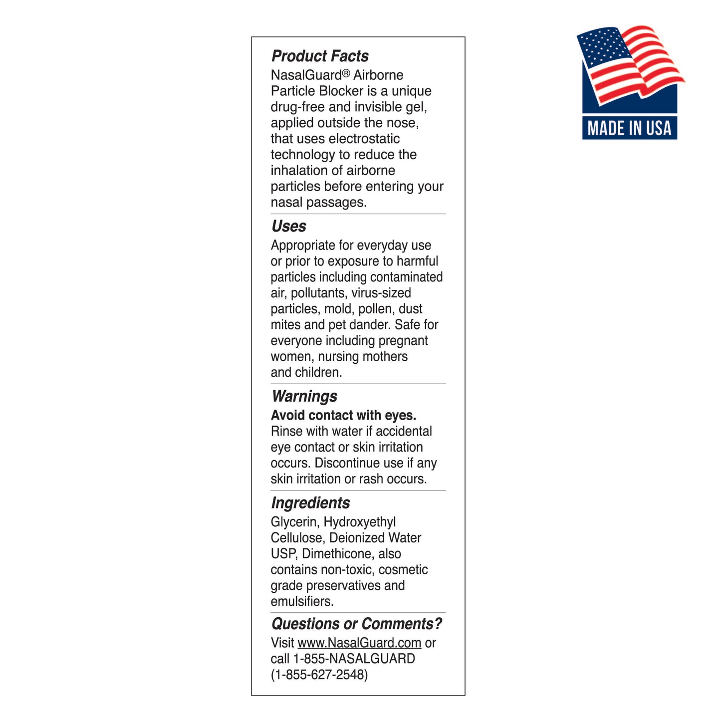 NasalGuard Allergy Relief Gel - Drug-Free, Unscented, 10g Tube
