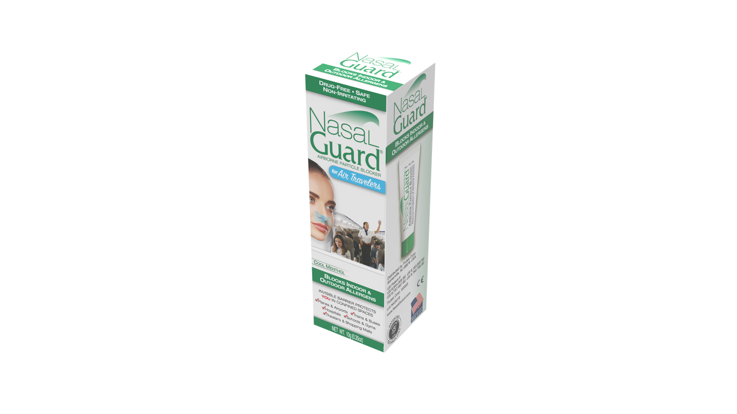 NasalGuard For Air Travelers - Airborne Particle Blocker, Cool Menthol - 10g (Pack of 6)