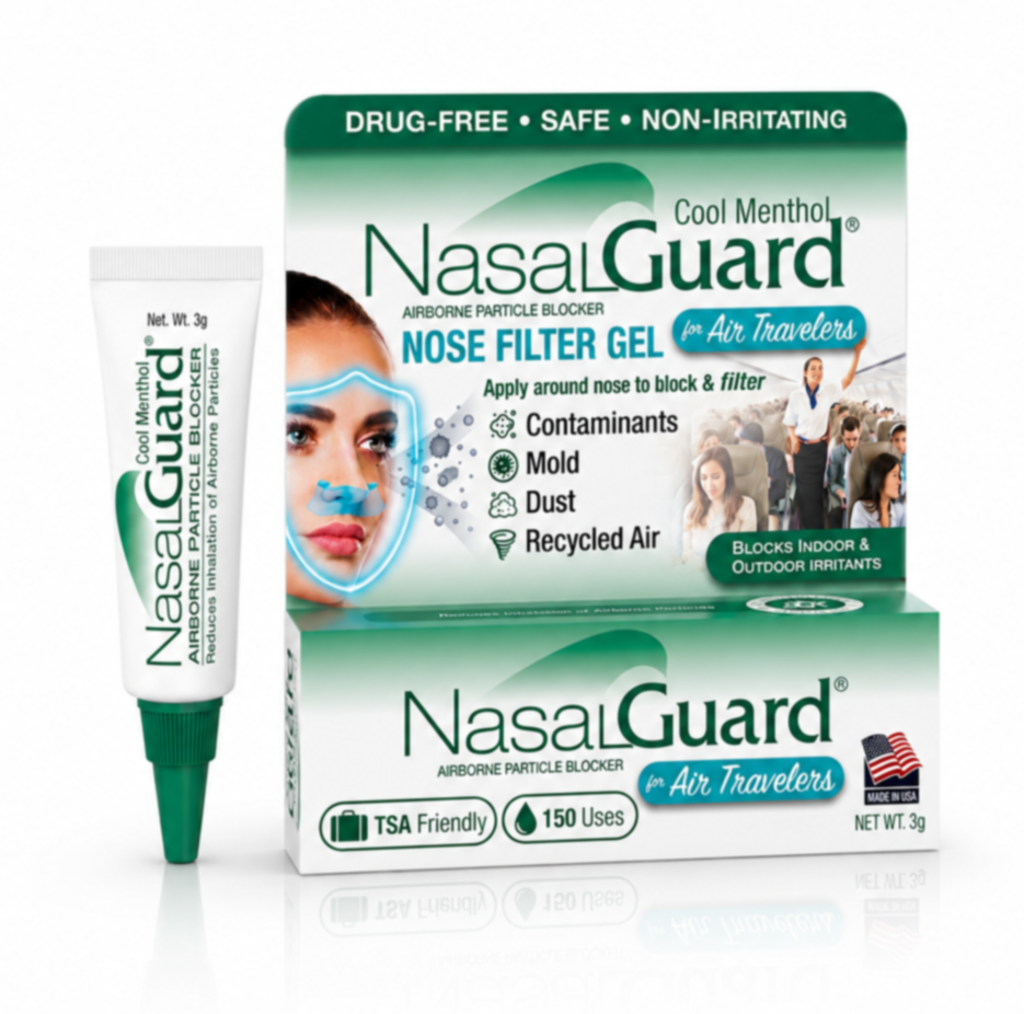 NasalGuard® Airborne Particle Blocker For Air Travelers | Cool Menthol | 3g Tube