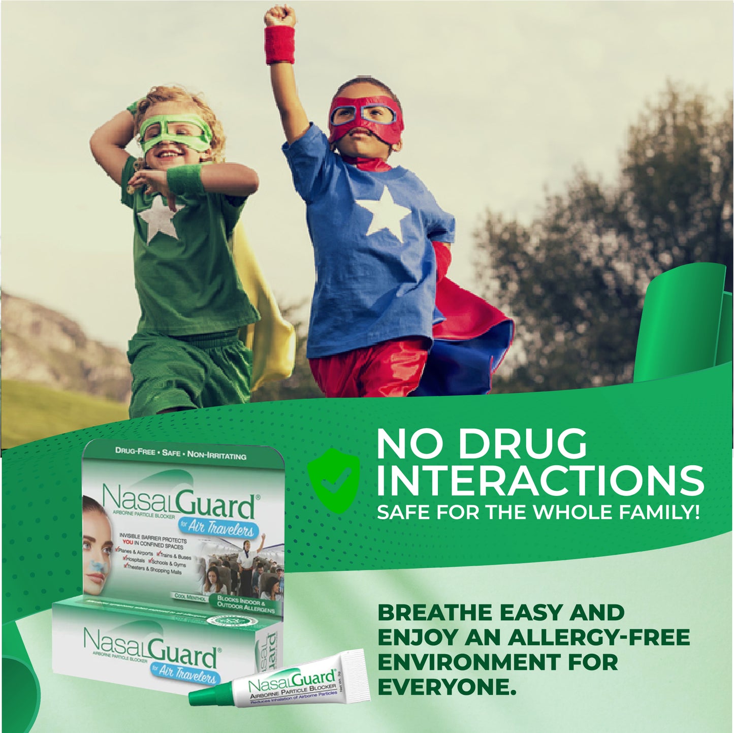 NasalGuard For Kids - Allergy Relief Gel, Drug-Free, Cool Menthol, 3g Tube