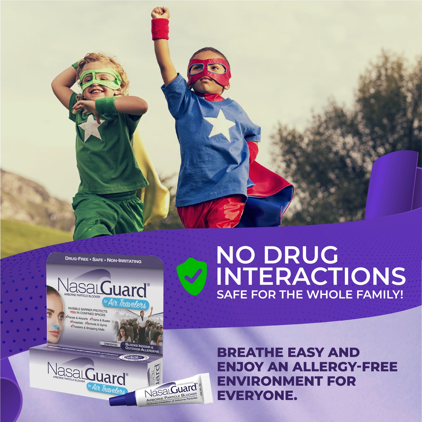 NasalGuard For Kids - Allergy Relief Gel, Drug-Free, Unscented, 3g Tube
