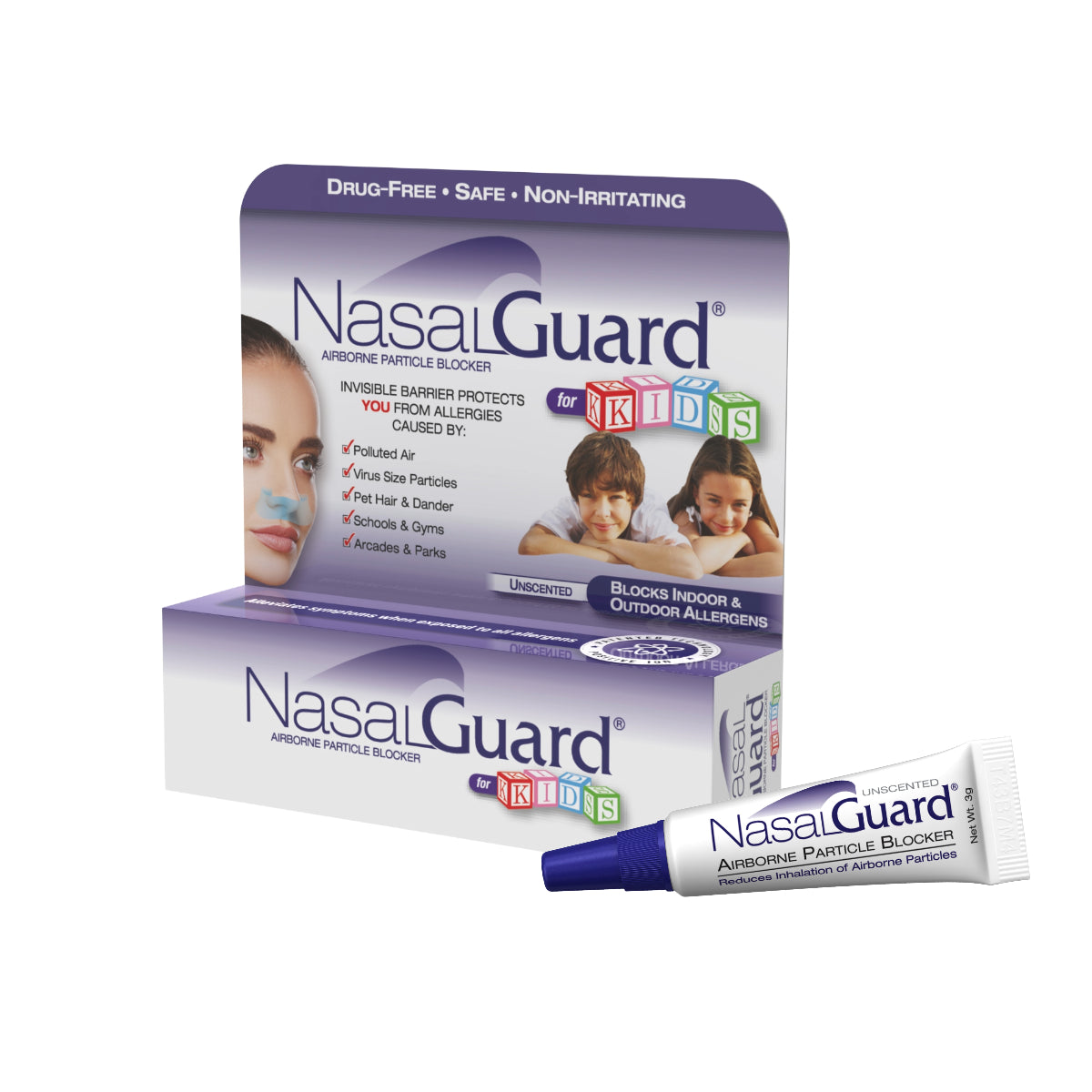 NasalGuard For Kids - Allergy Relief Gel, Drug-Free, Unscented, 3g Tube