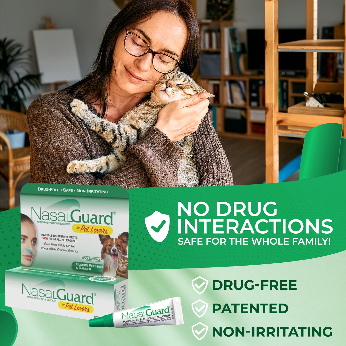 NasalGuard For Pet Lovers, Airborne Particle Blocker | Cool Menthol | 10g Tube