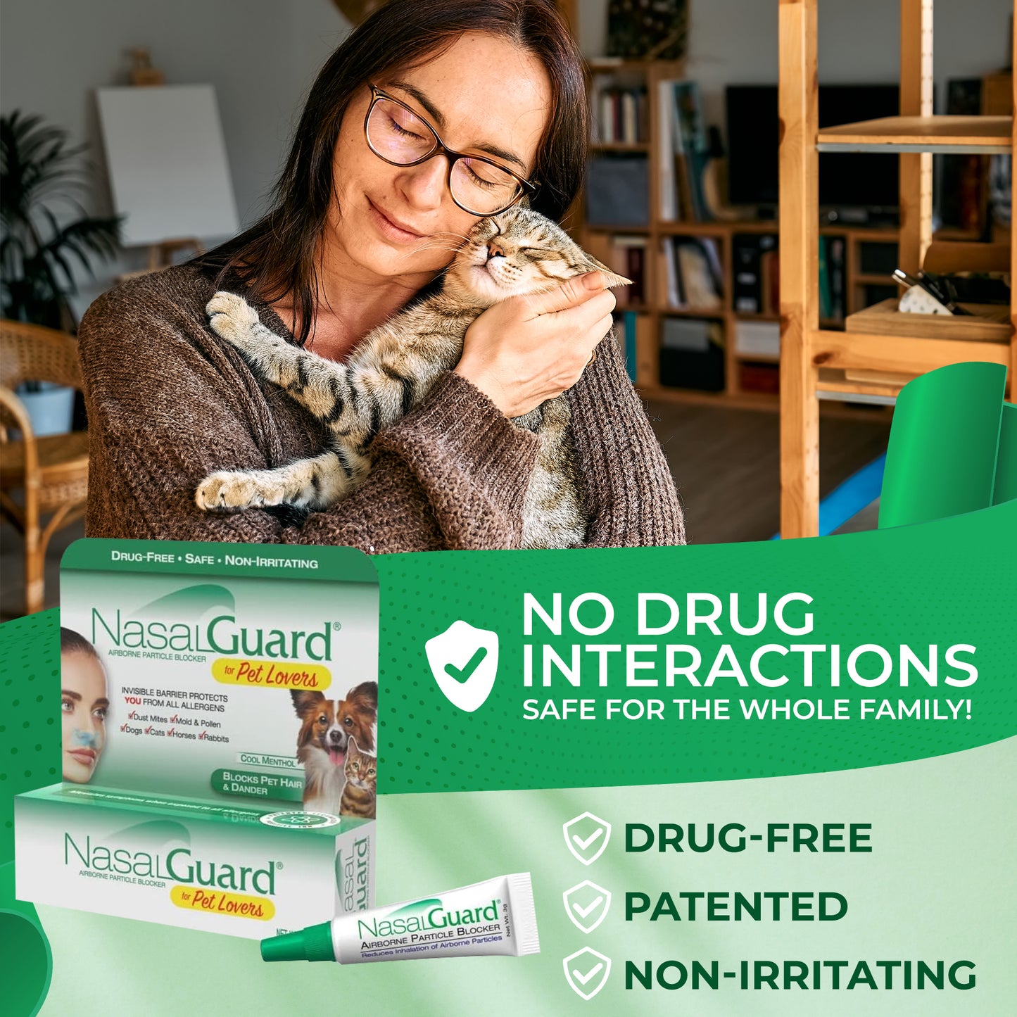 NasalGuard for Pet Lovers - Airborne Particle Blocker, Cool Menthol - 10g Pack of 6)