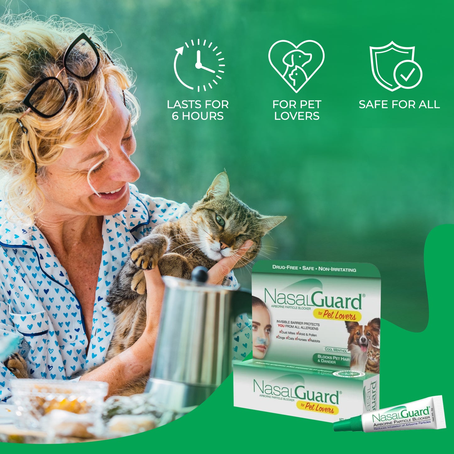 NasalGuard For Pet Lovers, Airborne Particle Blocker | Cool Menthol | 3g Tube