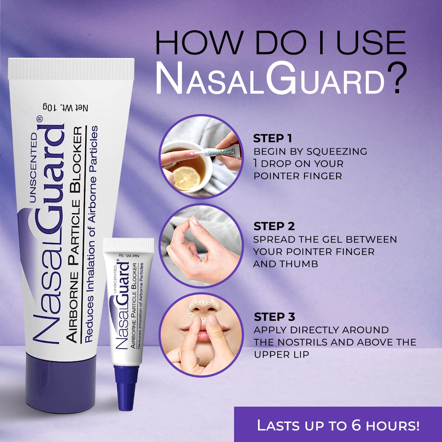 NasalGuard For Pet Lovers - Allergy Relief Gel, Drug-Free, Unscented, 10g Tube