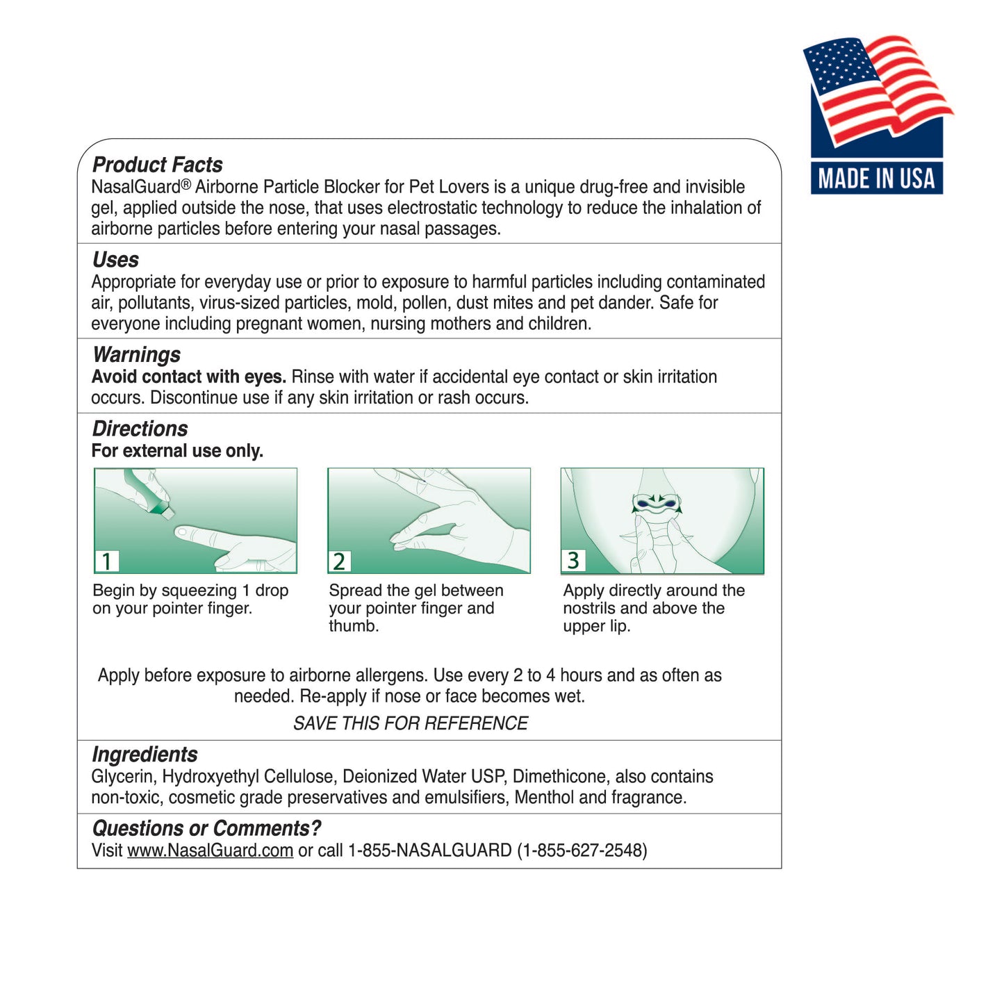 NasalGuard For Kids - Allergy Relief Gel, Drug-Free, Cool Menthol, 3g Tube