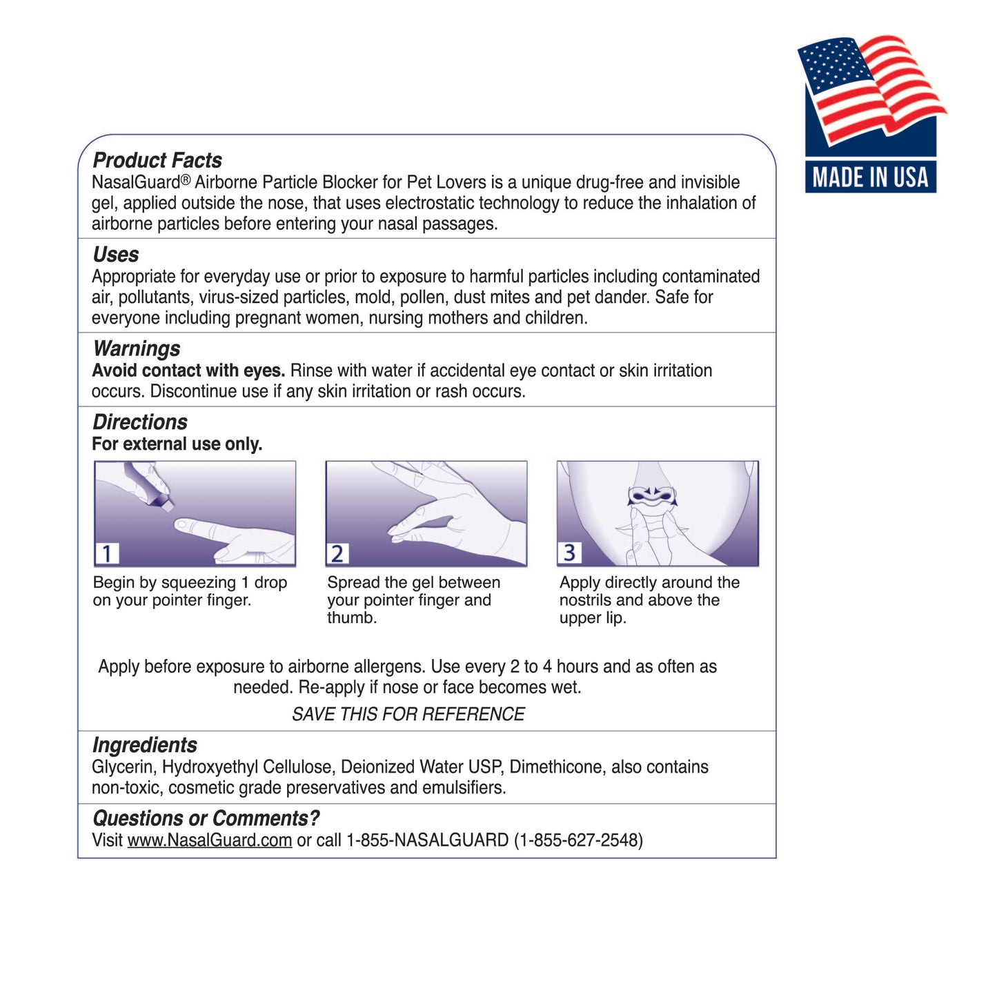 NasalGuard For Kids - Allergy Relief Gel, Drug-Free, Unscented, 3g Tube