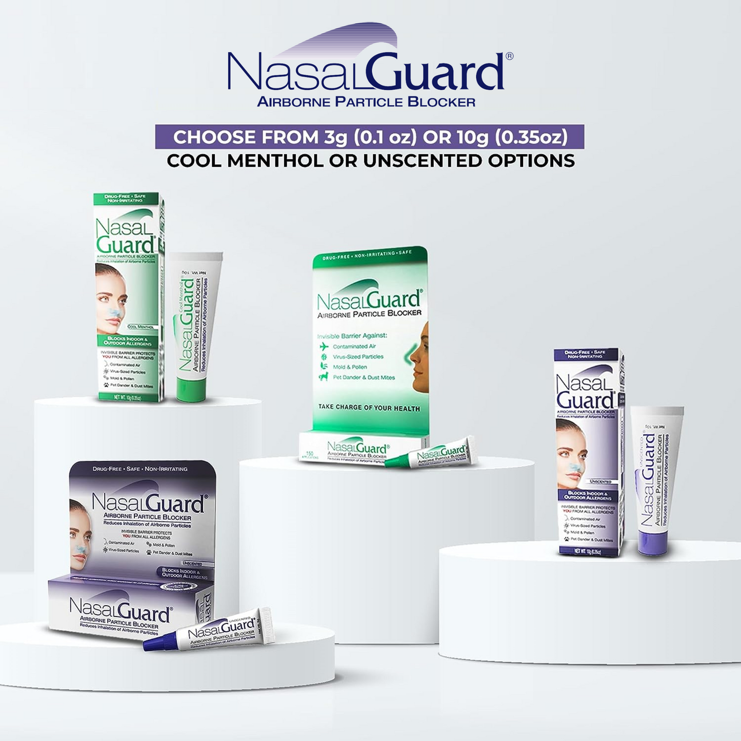 NasalGuard Allergy Relief Gel - Drug-Free, Unscented, 10g Tube