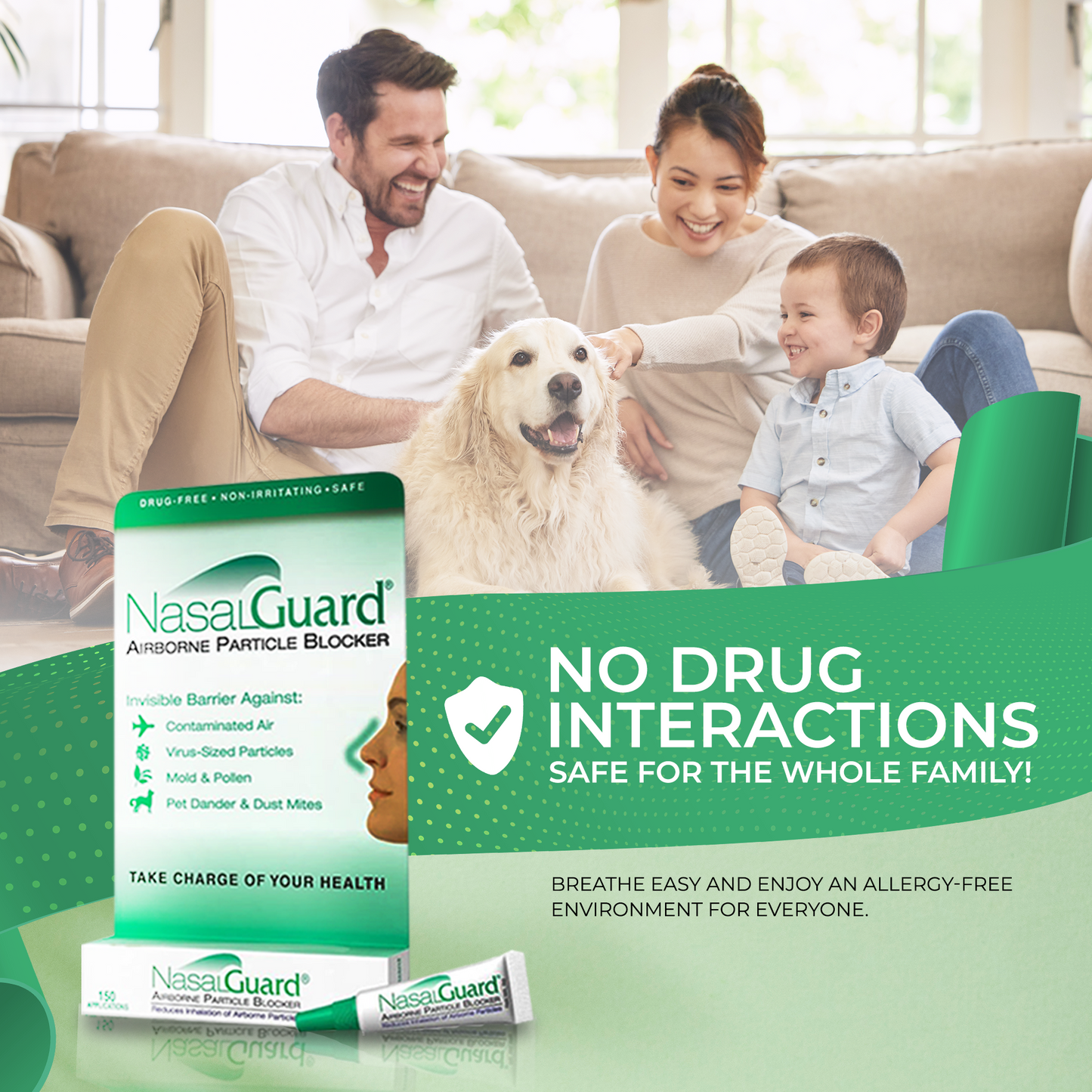 NasalGuard Airborne Particle Blocker, Allergy Relief Nasal Gel | Cool Menthol | 10g Tube