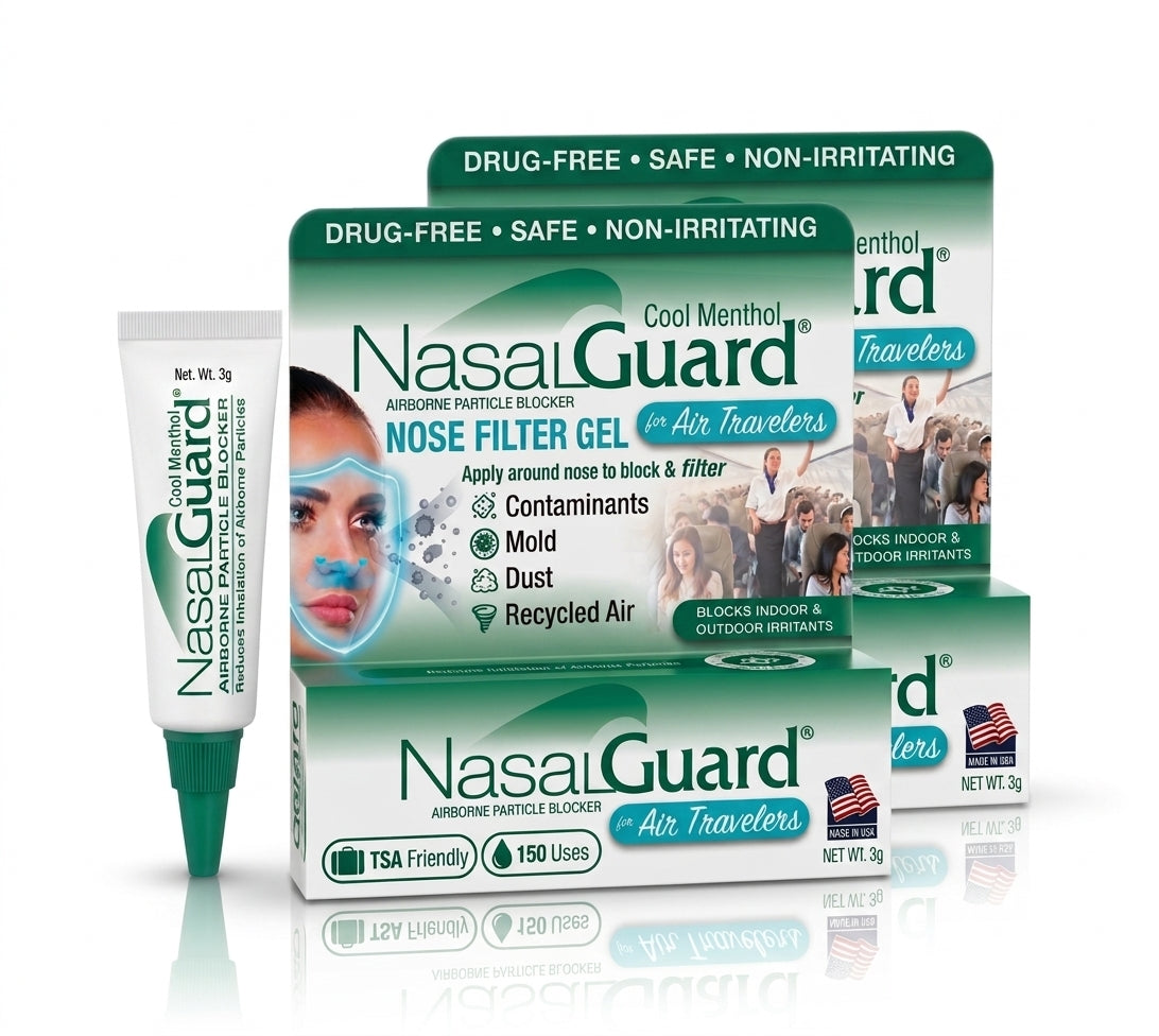 NasalGuard® Airborne Particle Blocker For Air Travelers | Cool Menthol | 3g Tube | Pack of 2