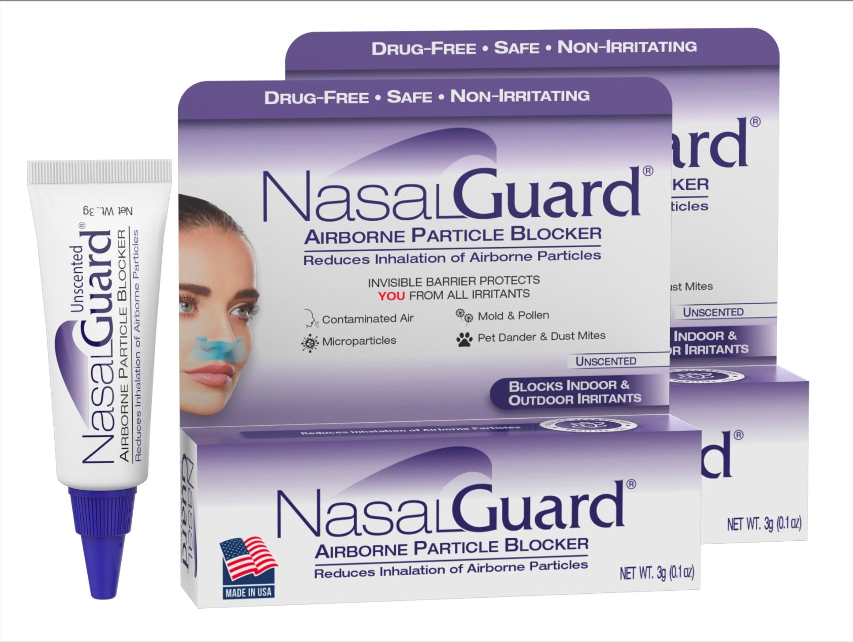 Gel nasal bloqueador de partículas en el aire NasalGuard | Sin perfume | Tubo de 3 g 
