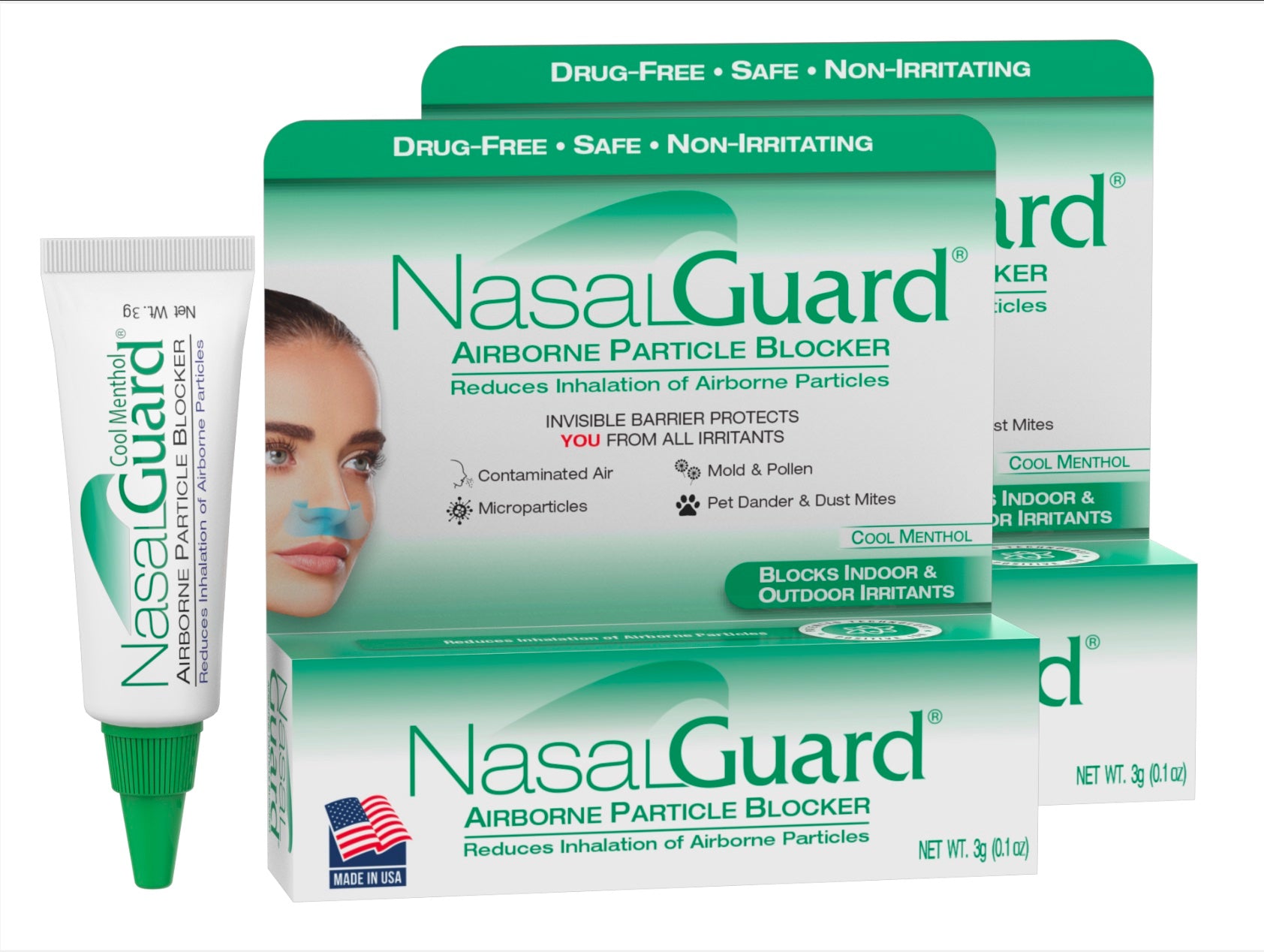 Gel nasal bloqueador de partículas en el aire NasalGuard | Mentol refrescante | Tubo de 3 g 
