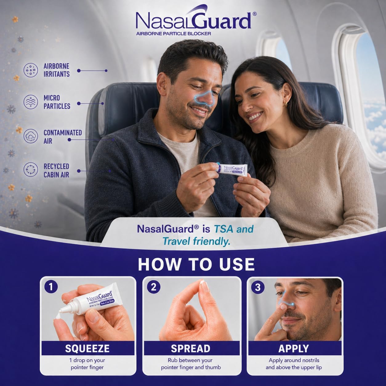 NasalGuard Airborne Particle Blocker, Nasal Gel | Unscented | 3g Tube