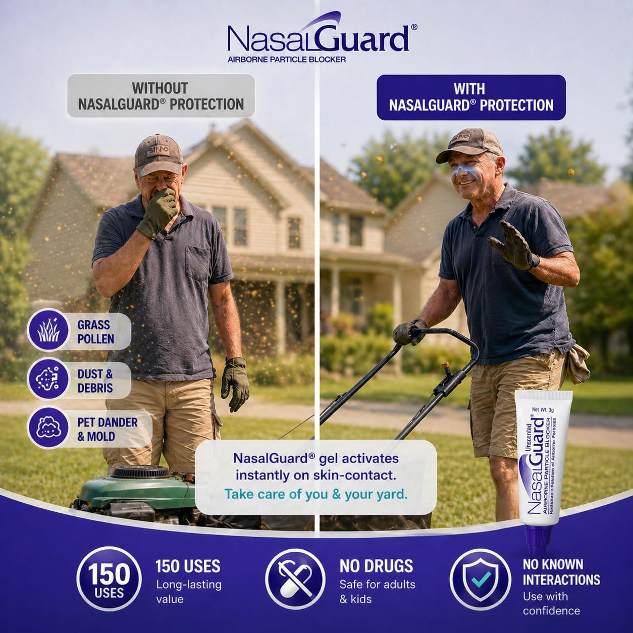 NasalGuard Airborne Particle Blocker, Nasal Gel | Unscented | 3g Tube