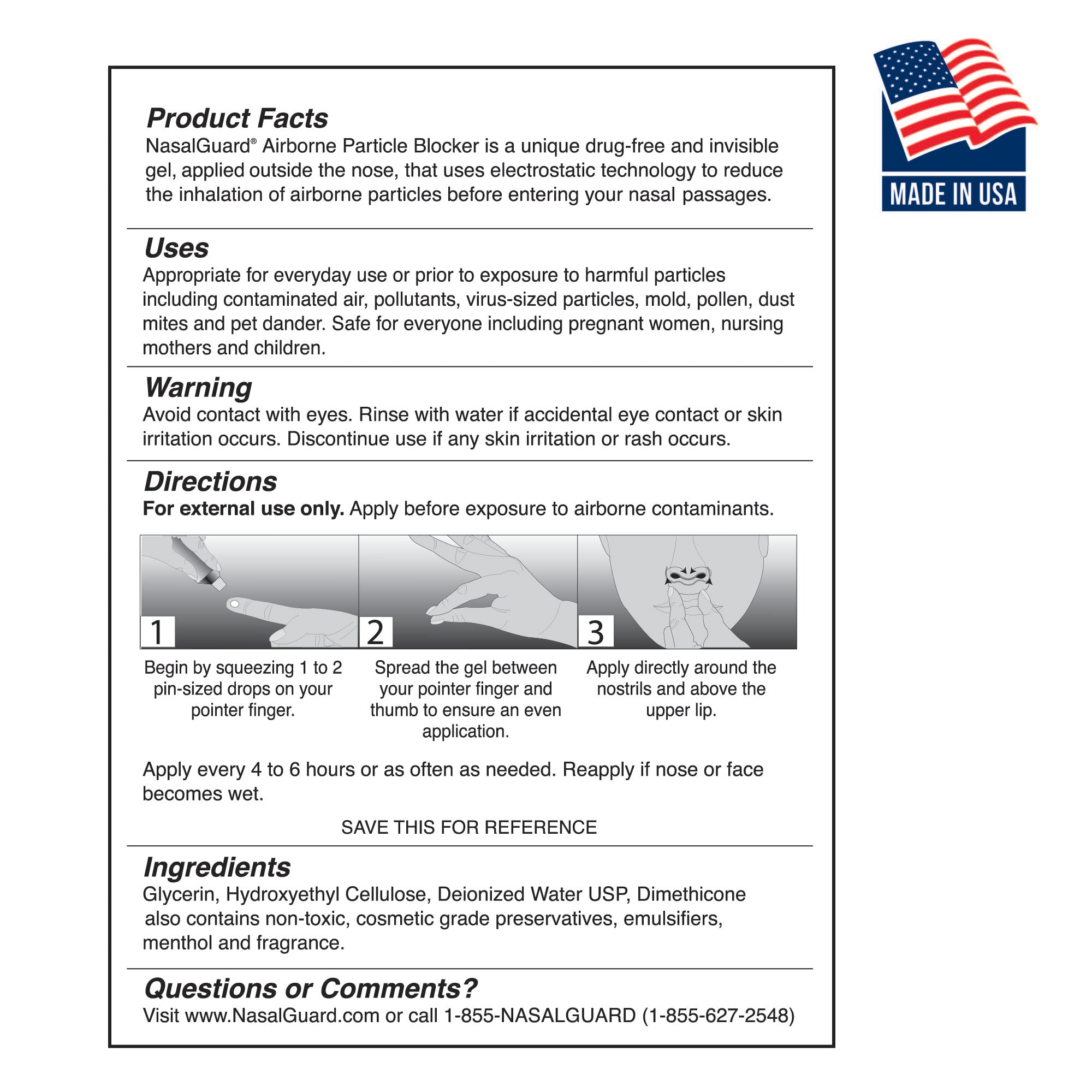 Gel nasal bloqueador de partículas en el aire NasalGuard | Mentol refrescante | Tubo de 3 g 