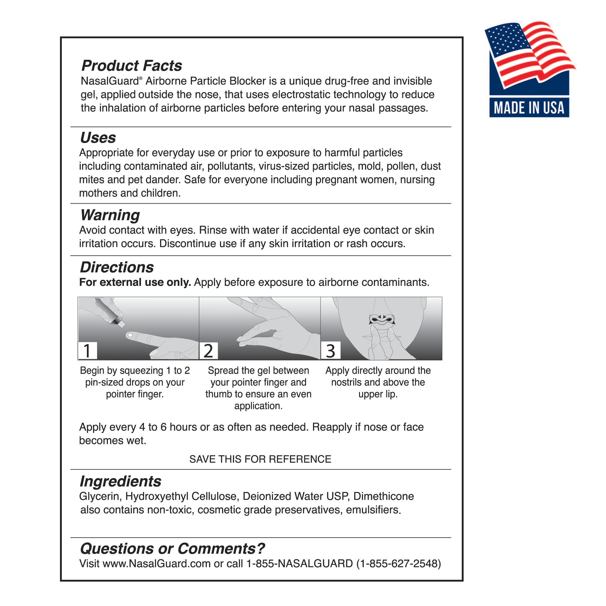 Gel nasal bloqueador de partículas en el aire NasalGuard | Sin perfume | Tubo de 3 g 