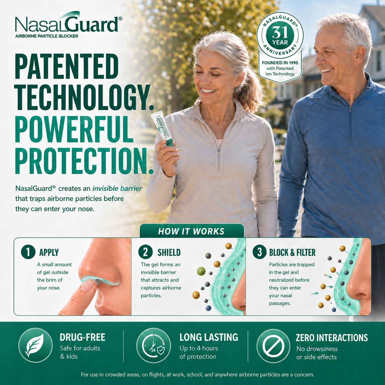 NasalGuard Airborne Particle Blocker, Nasal Gel | Cool Menthol | 3g Tube
