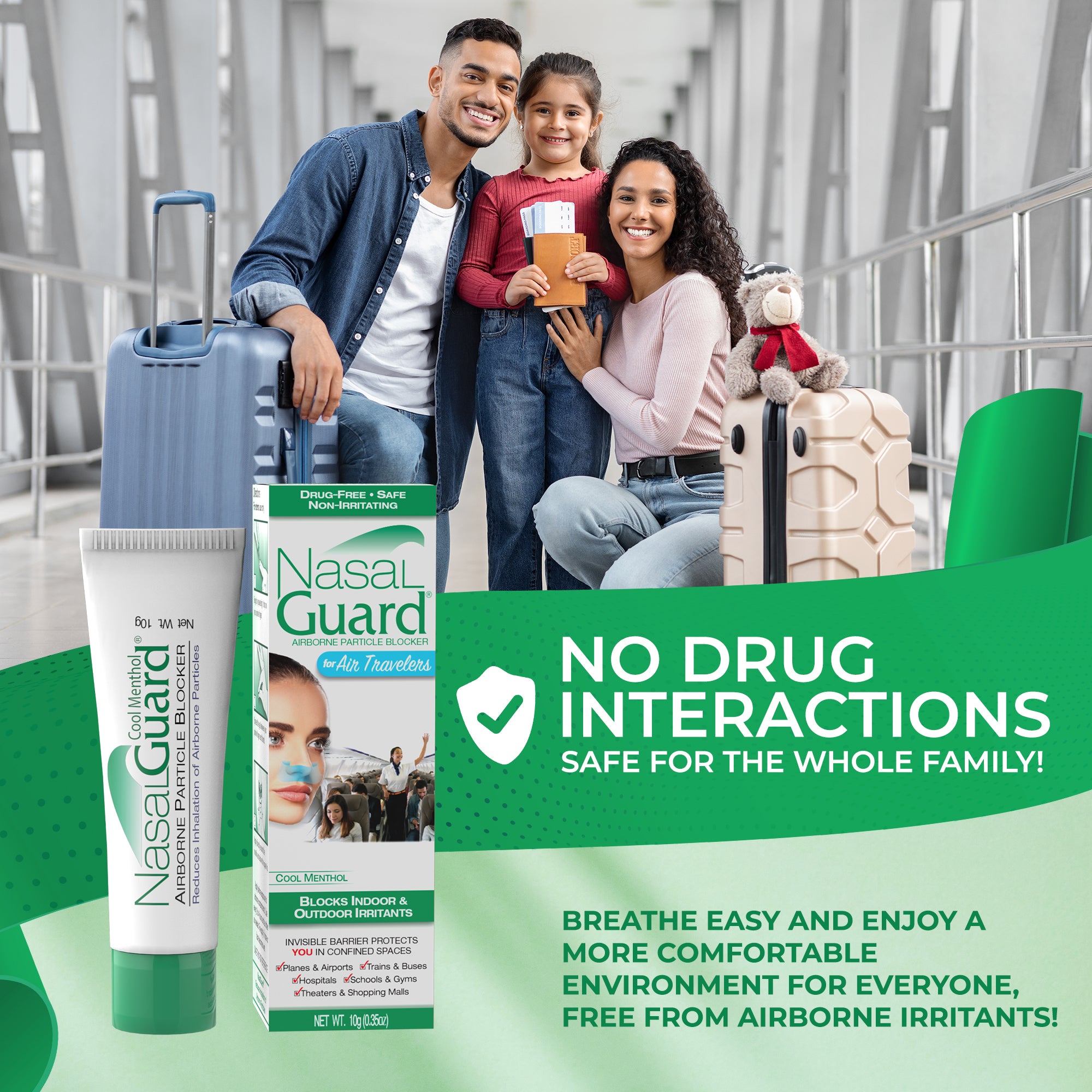 NasalGuard para viajeros aéreos, bloqueador de partículas en el aire | Mentol refrescante | Tubo de 10 g