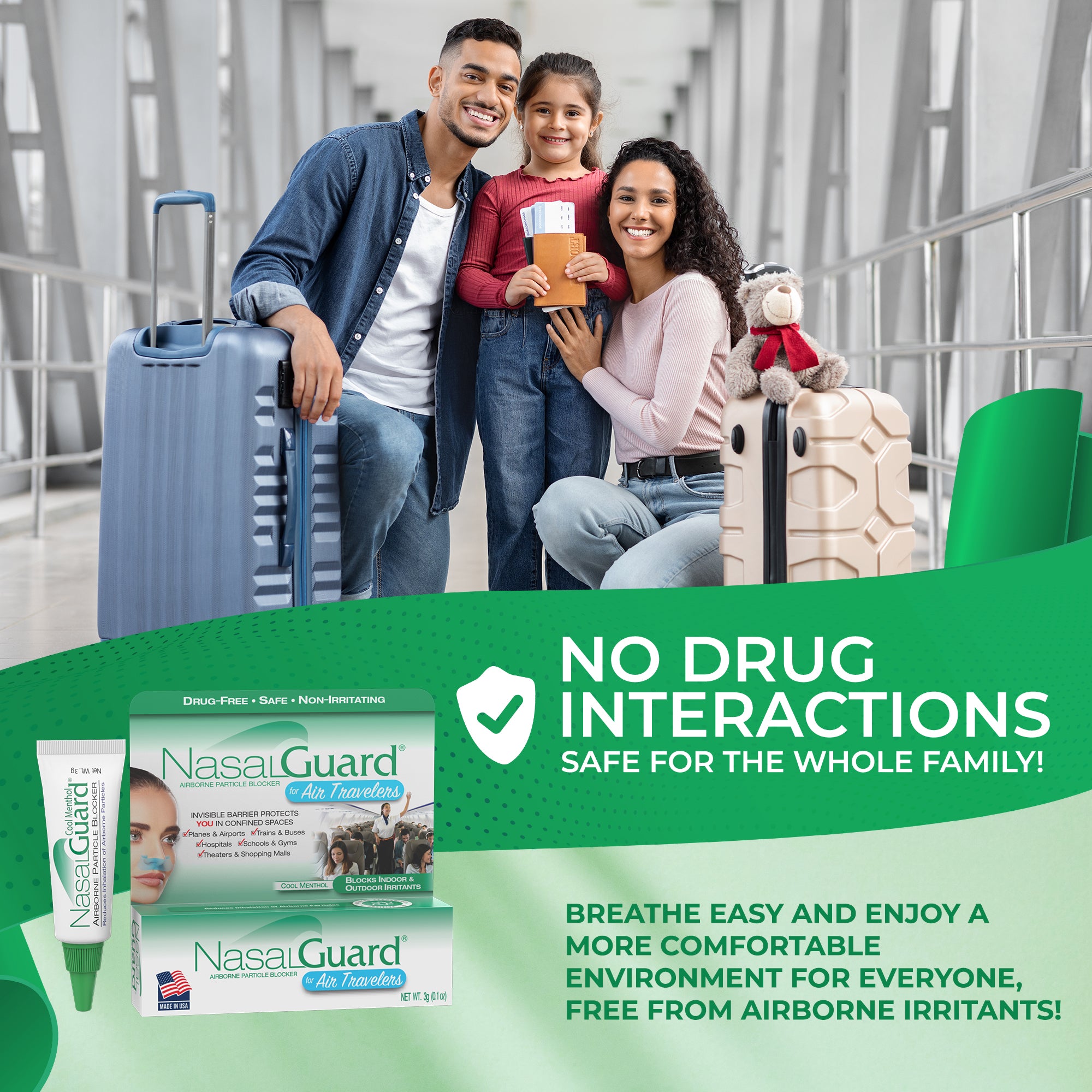 NasalGuard para viajeros aéreos, bloqueador de partículas en el aire | Mentol refrescante | Tubo de 3 g