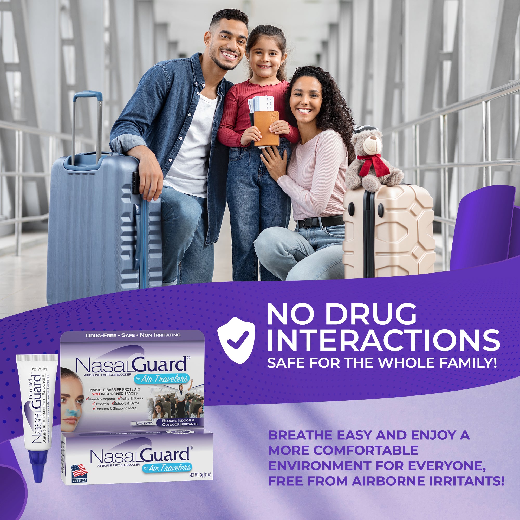 NasalGuard para viajeros aéreos, bloqueador de partículas en el aire | Sin perfume | Tubo de 3 g