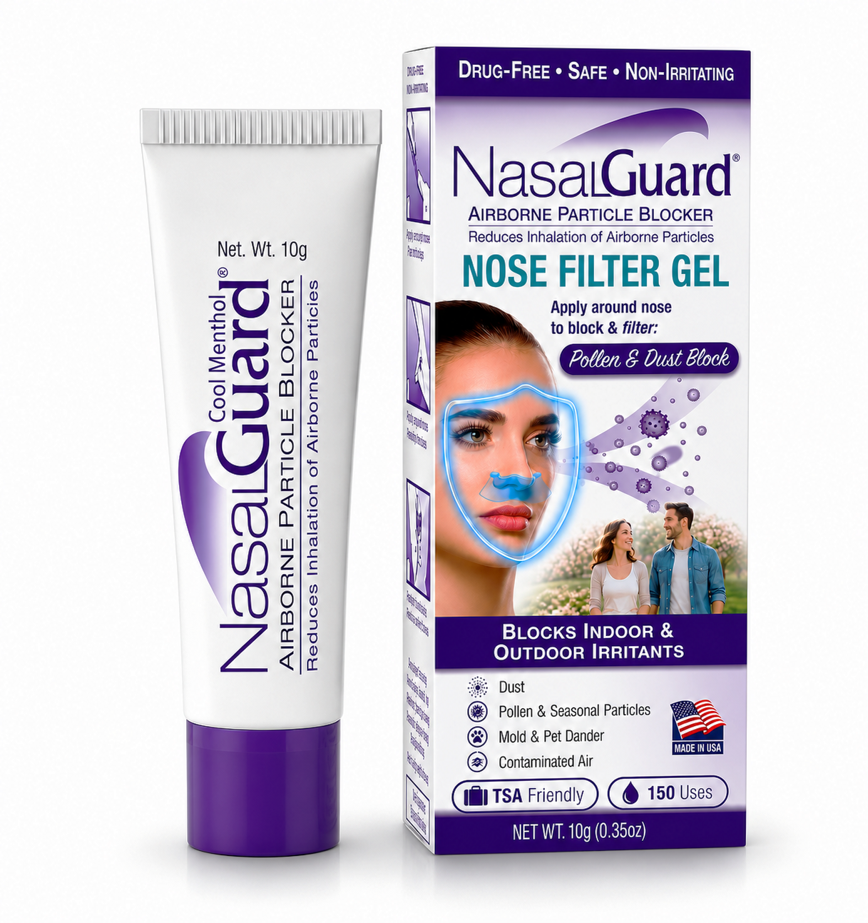 NasalGuard Airborne Particle Blocker, Nasal Gel | Unscented | 10g Tube