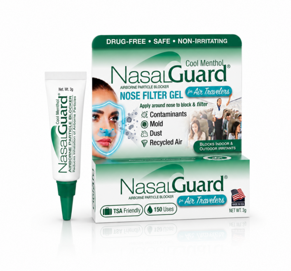 NasalGuard For Air Travelers, Airborne Particle Blocker | Cool Menthol | 3g Tube