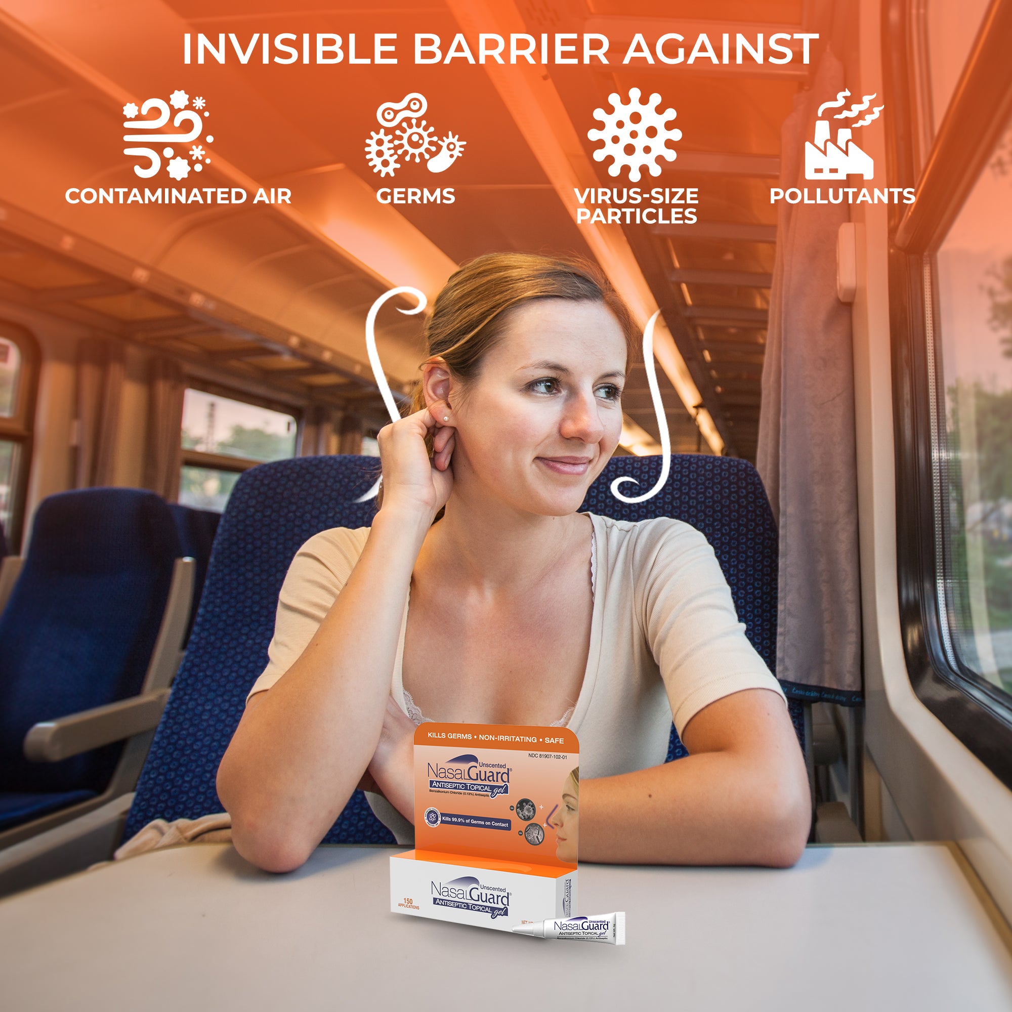 Gel tópico antiséptico NasalGuard: bloquea y elimina el 99.9% de los gérmenes | Sin perfume | Tubo de 3 g