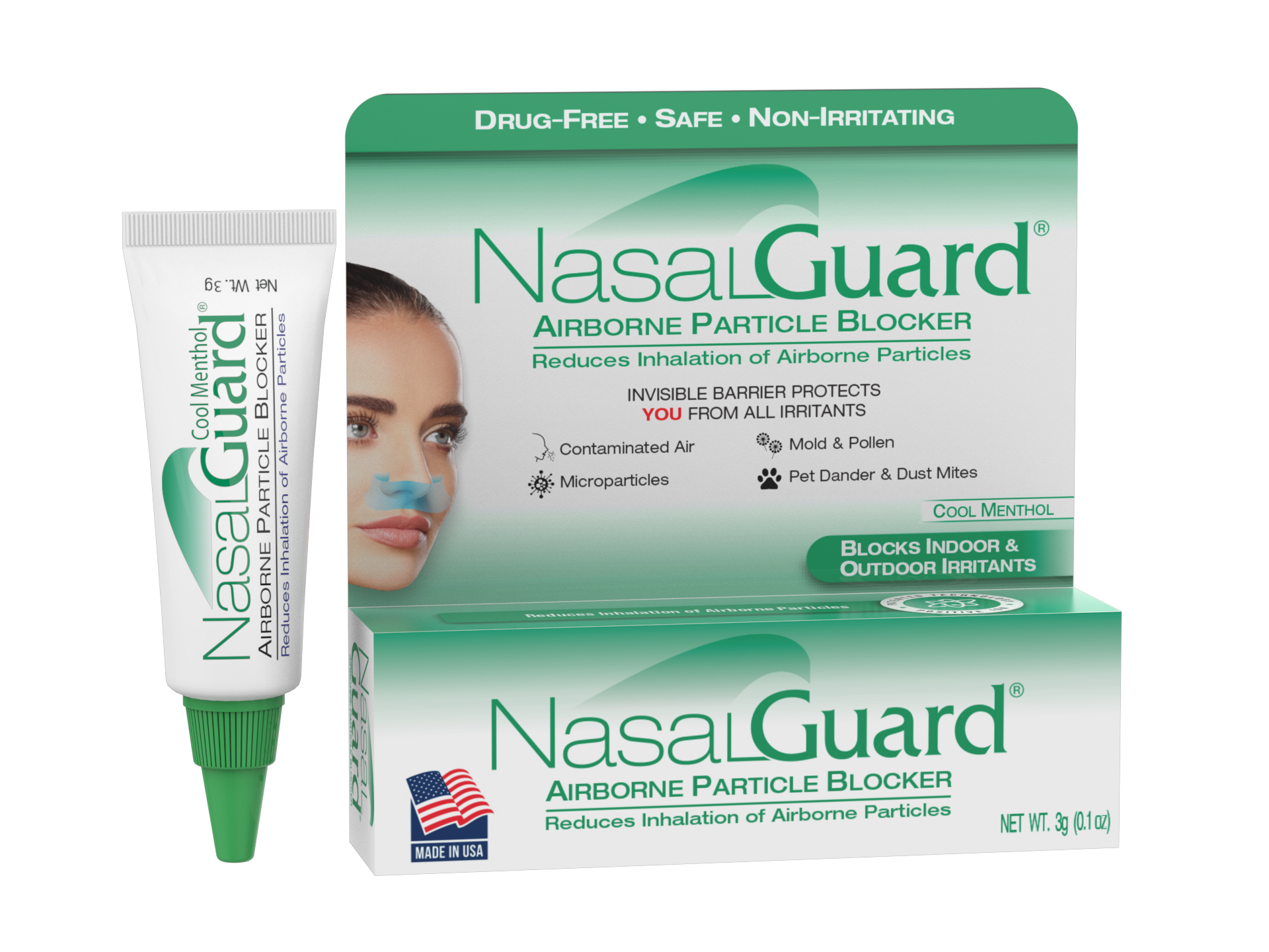Gel nasal bloqueador de partículas en el aire NasalGuard | Mentol refrescante | Tubo de 3 g 