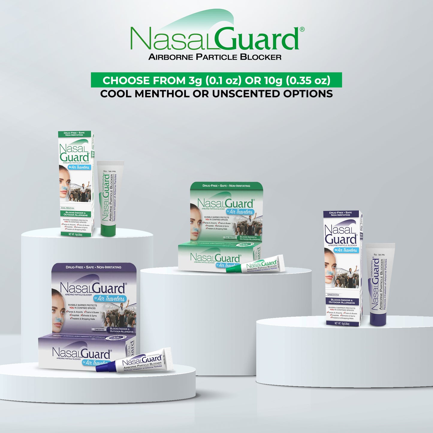 NasalGuard For Air Travelers, Airborne Particle Blocker | 10g Tube | (Pack of 6)
