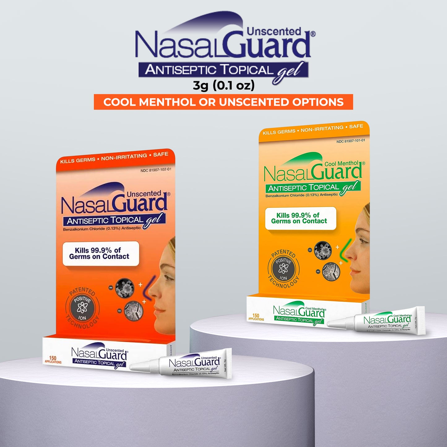 NasalGuard Antiseptic Gel - Blocks & Kills 99.9% of Germs - Unscented