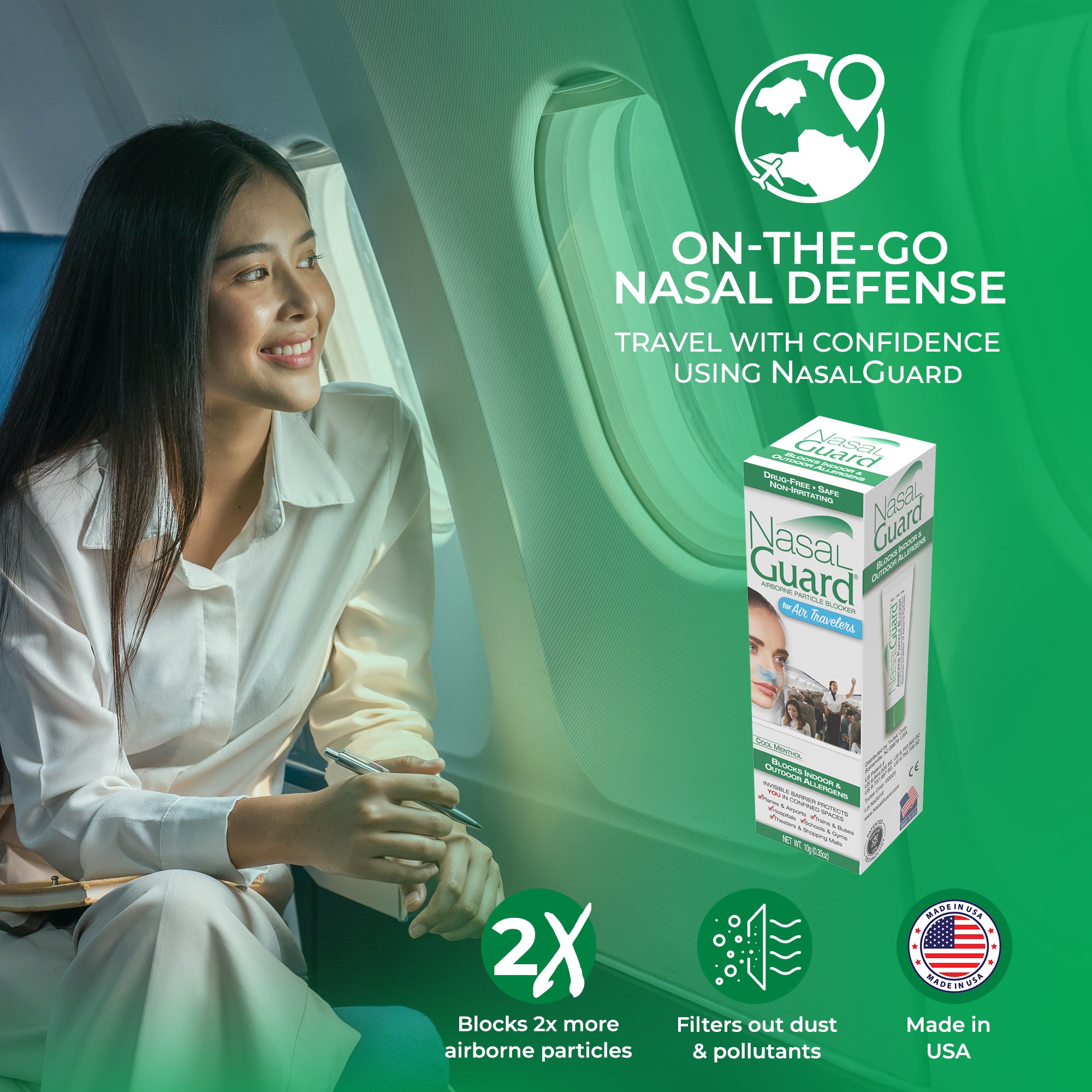 NasalGuard para viajeros aéreos, bloqueador de partículas en el aire | Tubo de 10 g | (Paquete de 6)