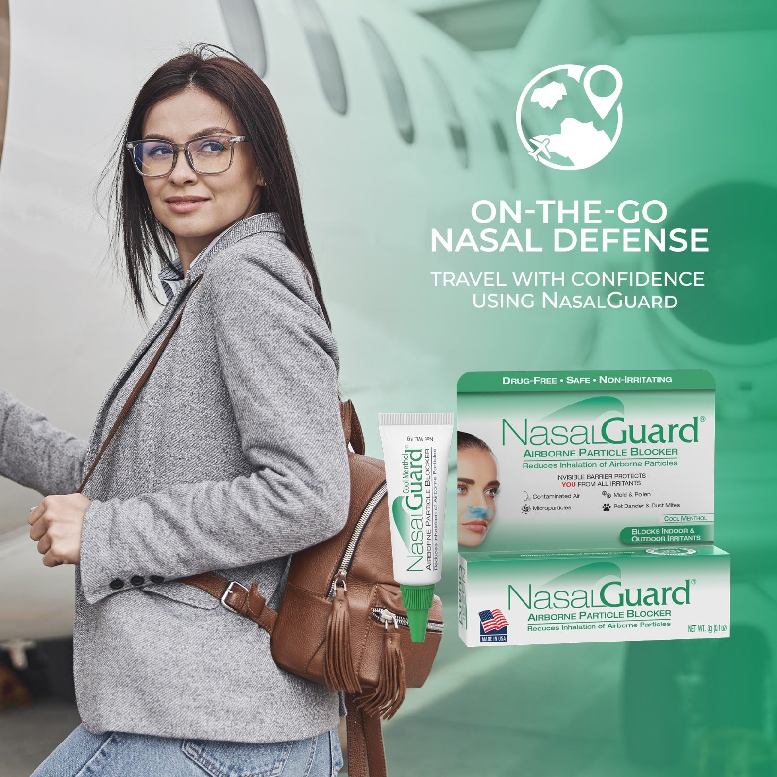 Gel nasal bloqueador de partículas en el aire NasalGuard | Mentol refrescante | Tubo de 3 g 