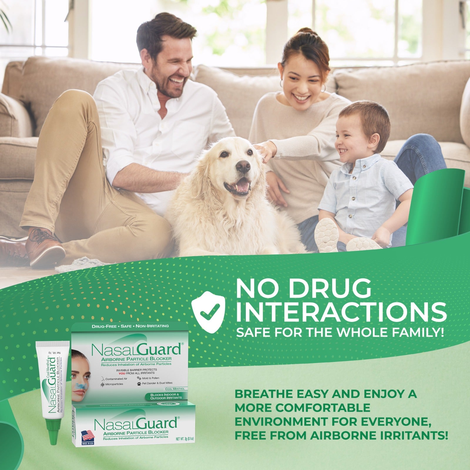 Gel nasal bloqueador de partículas en el aire NasalGuard | Mentol refrescante | Tubo de 3 g 