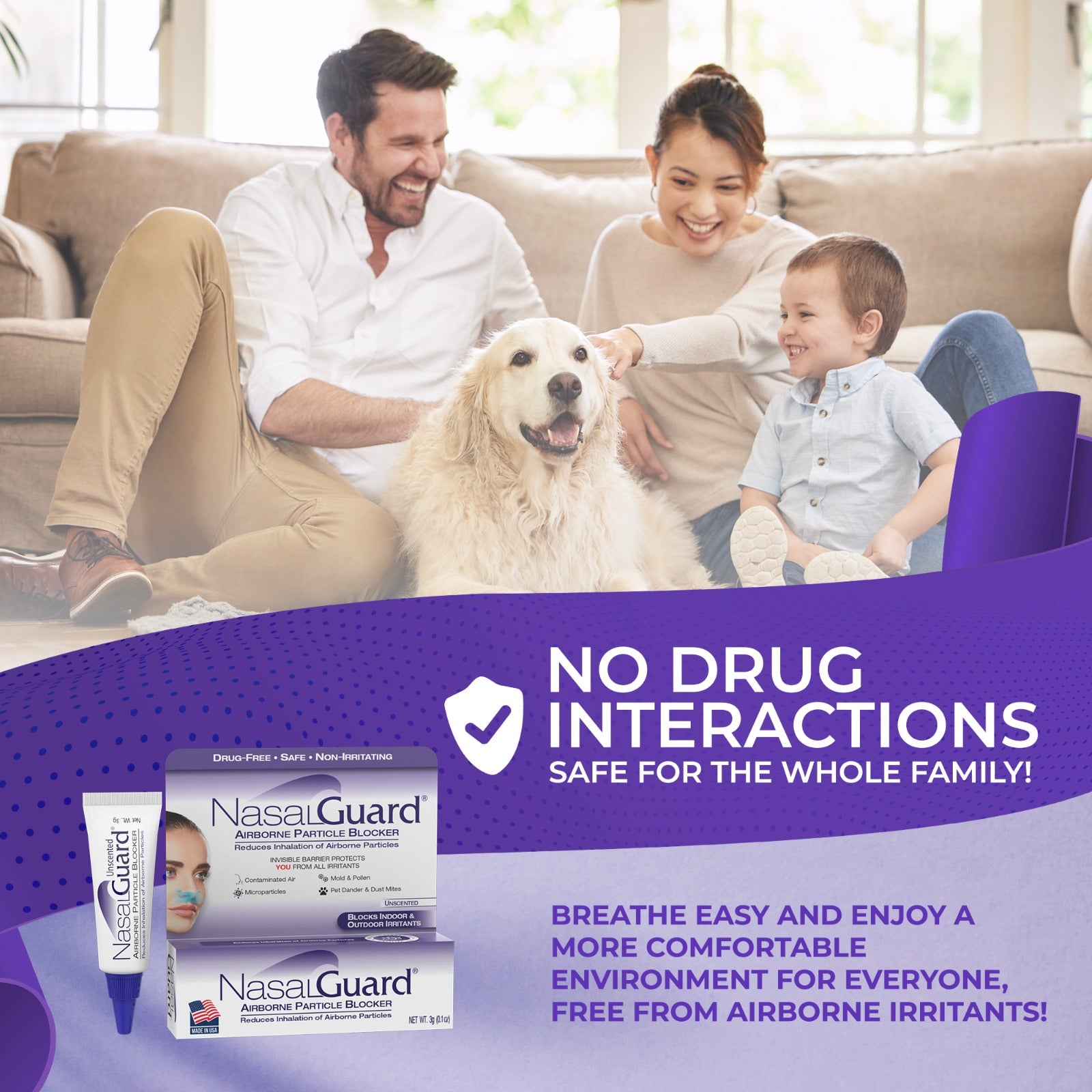 Gel nasal bloqueador de partículas en el aire NasalGuard | Sin perfume | Tubo de 3 g 