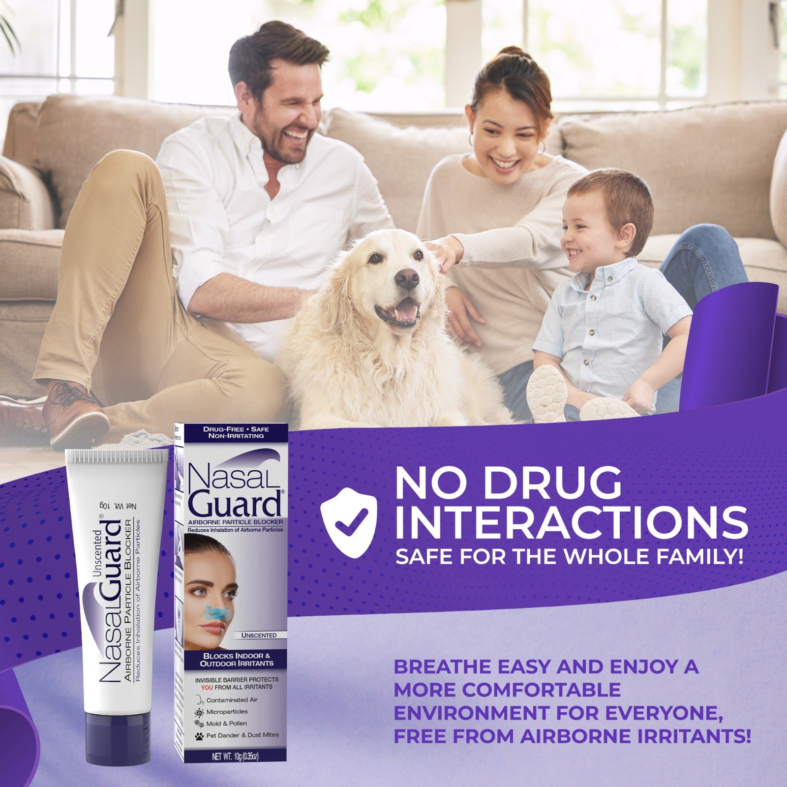 Gel nasal bloqueador de partículas en el aire NasalGuard | Sin perfume | Tubo de 10 g 