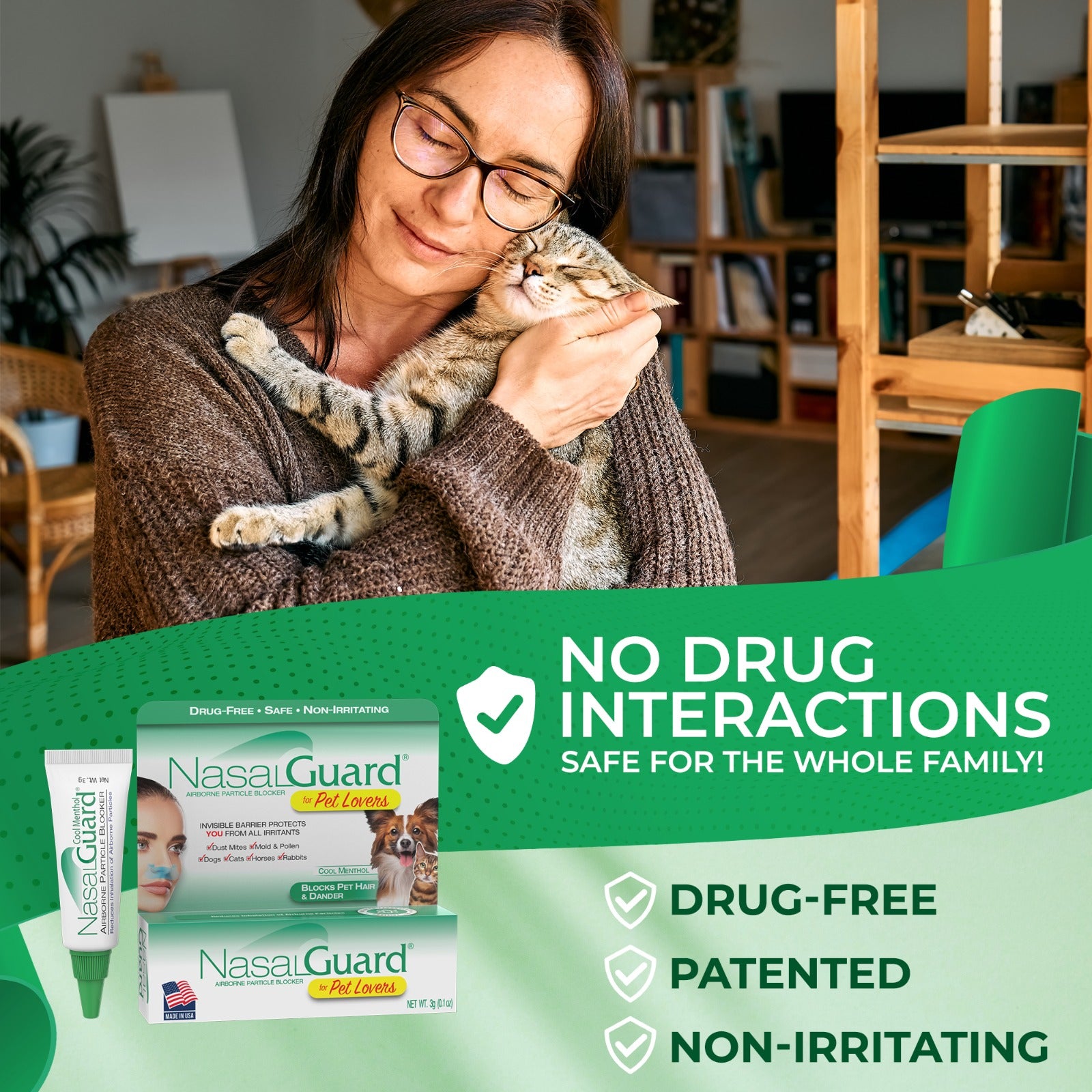 NasalGuard para amantes de las mascotas, bloqueador de partículas en el aire | Mentol refrescante | Tubo de 3 g