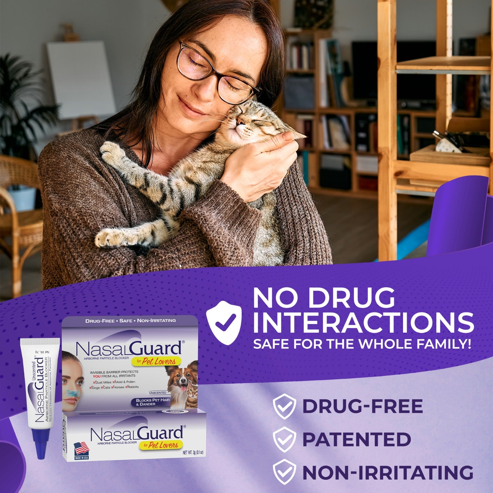 NasalGuard para amantes de las mascotas, bloqueador de partículas en el aire | Sin perfume | Tubo de 3 g