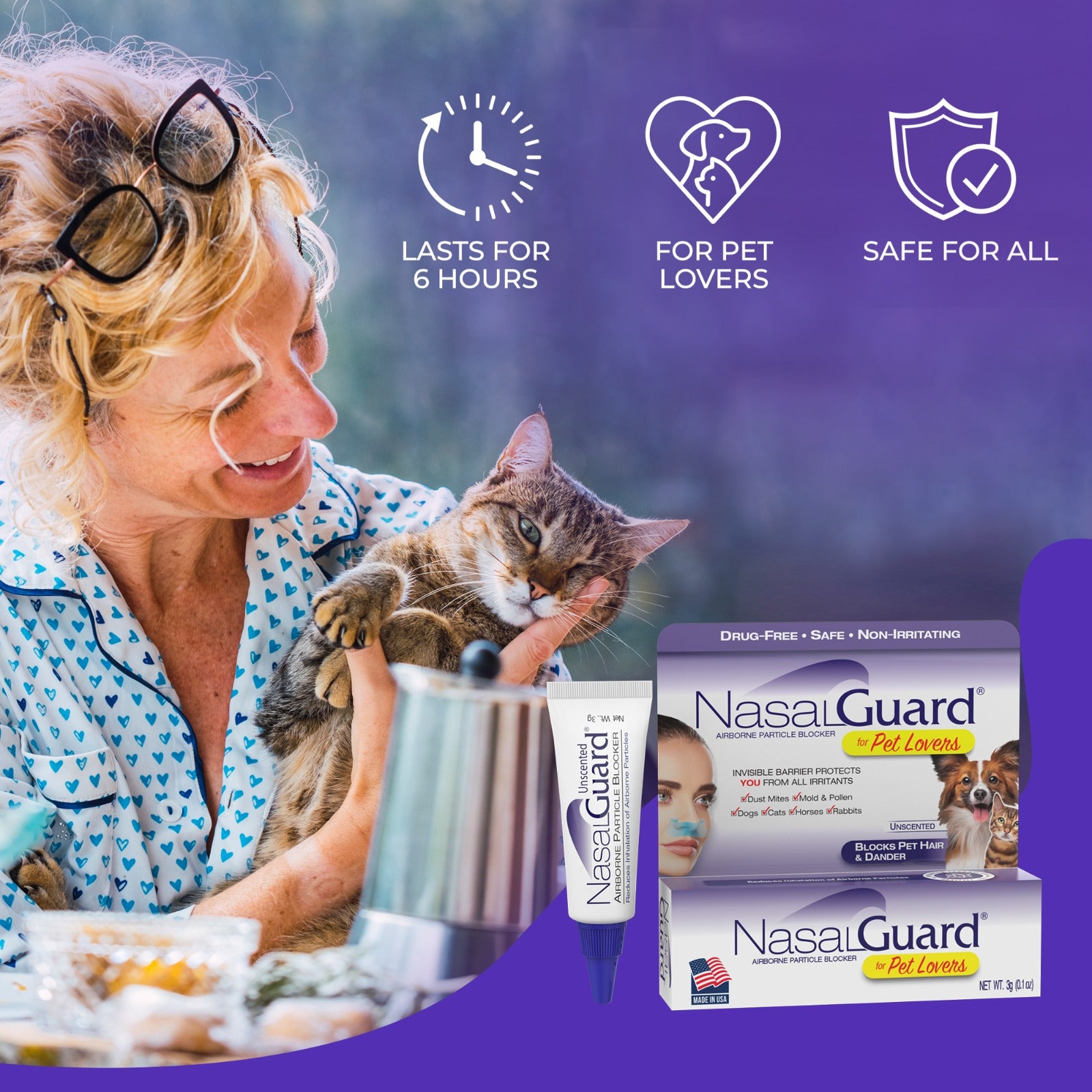 NasalGuard para amantes de las mascotas, bloqueador de partículas en el aire | Sin perfume | Tubo de 3 g