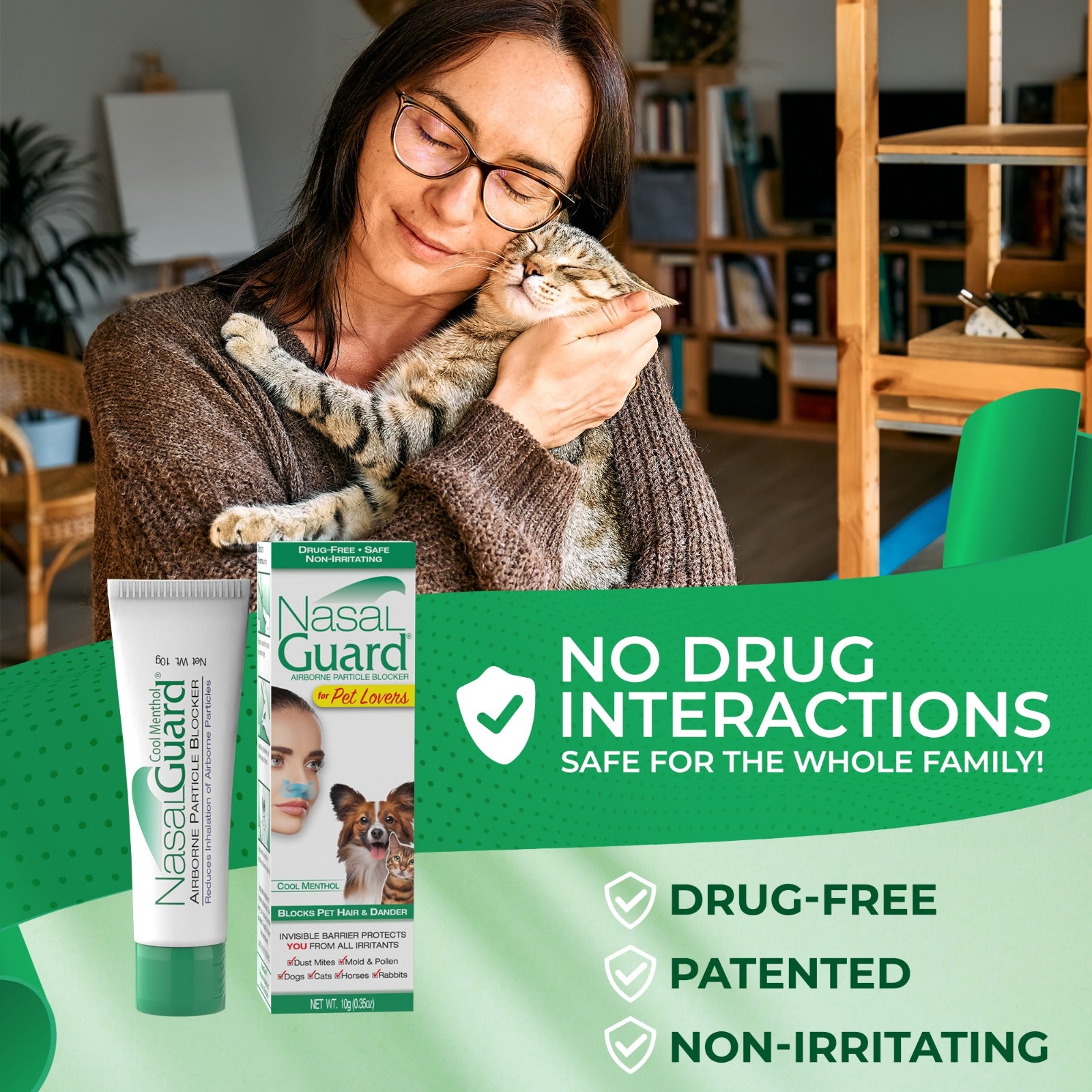 NasalGuard para amantes de las mascotas, bloqueador de partículas en el aire | Mentol refrescante | Tubo de 10 g
