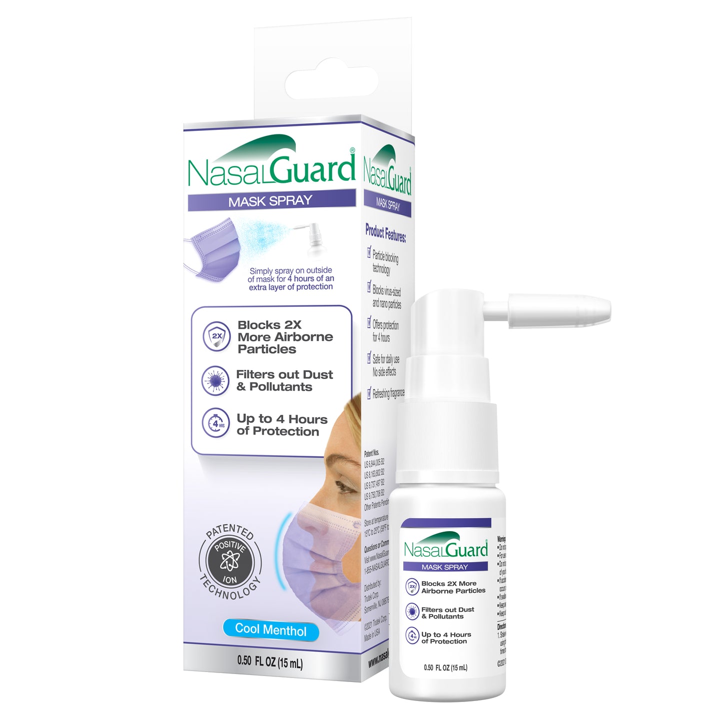 NasalGuard Mask Spray - Advanced Airborne Particle Protection | Cool Menthol | 15mL Bottle