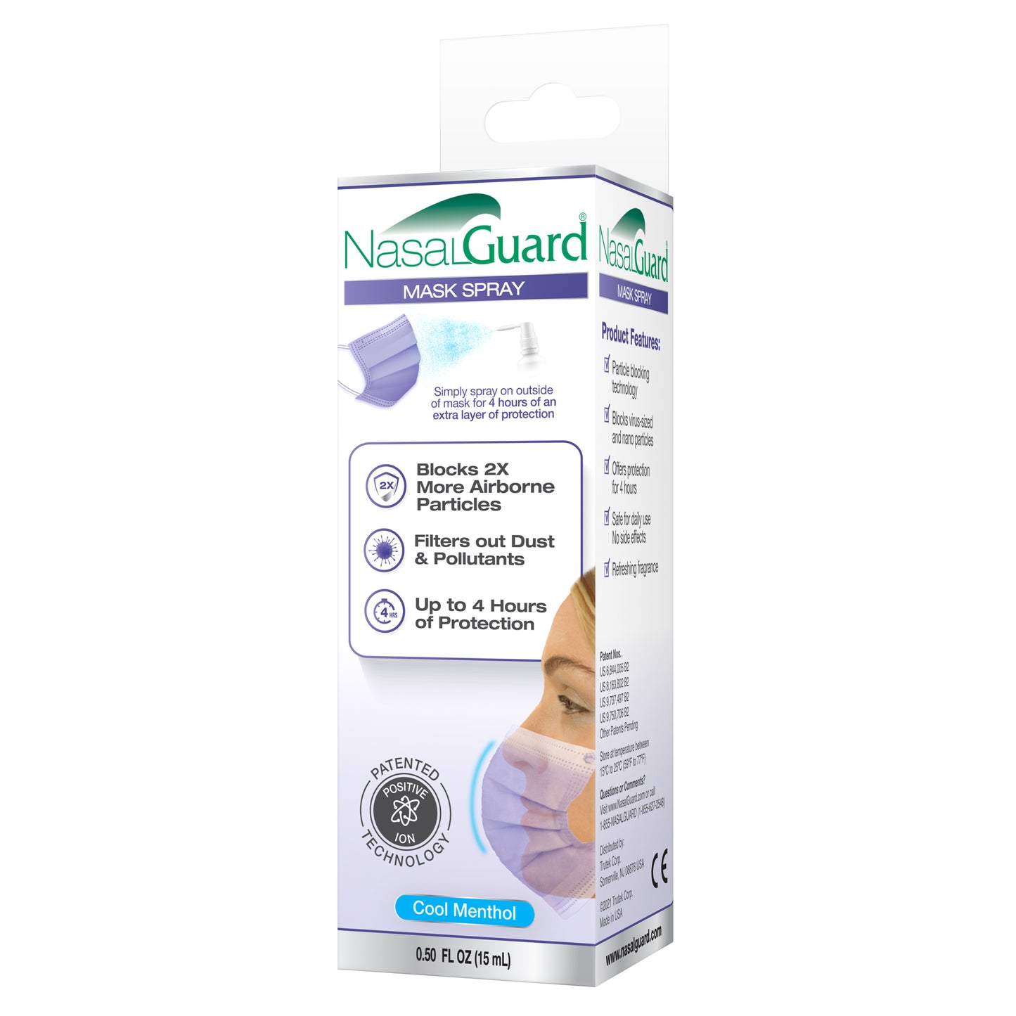 NasalGuard Mask Spray - Advanced Airborne Particle Protection (Cool Menthol)